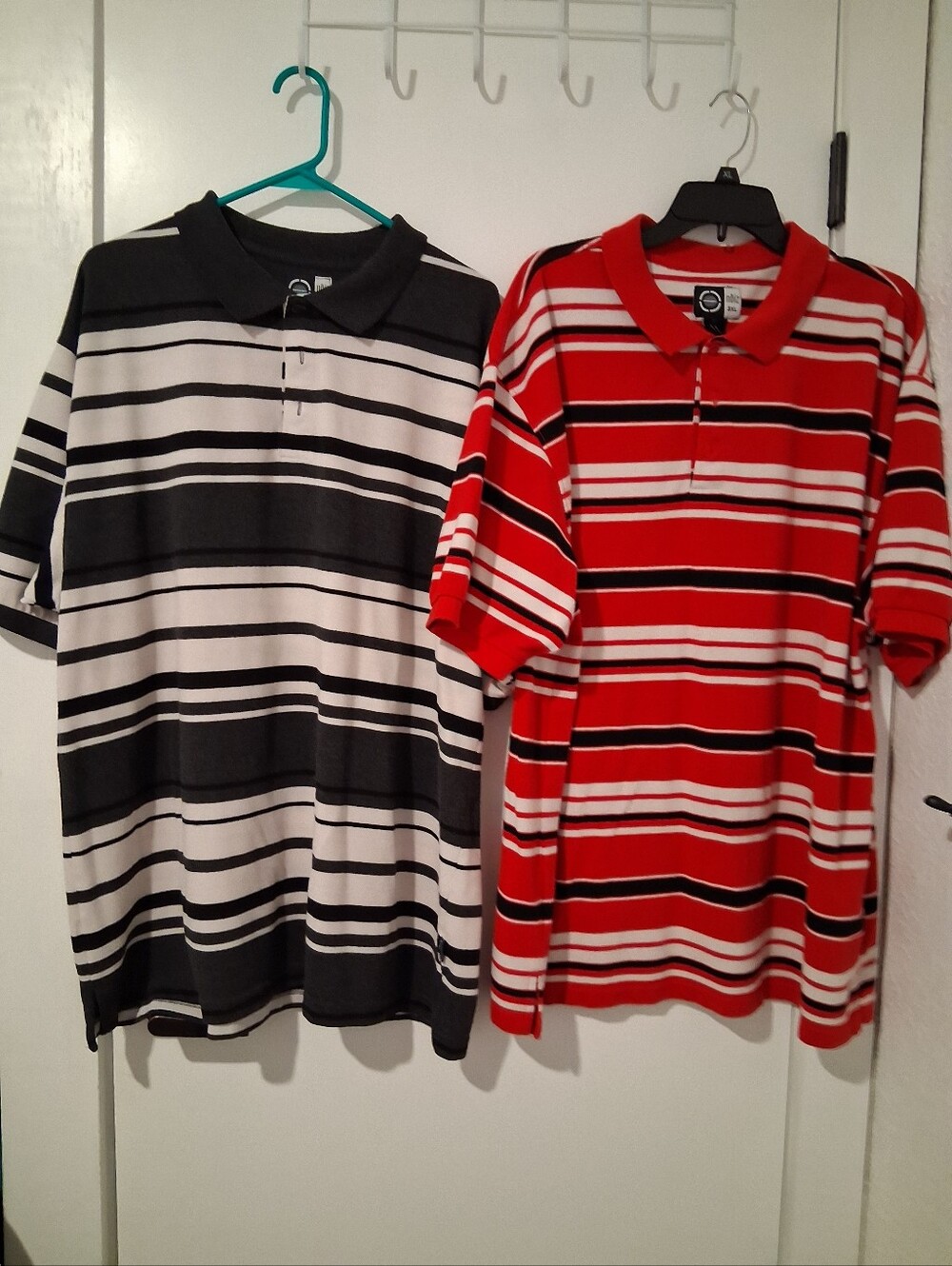 NOIZ Sportwear Bundle Striped Polo Shirt Duo - Black & White + Red & White